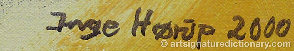 Authentic signature by Inge HØRUP on  artwork