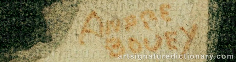 Authentic signature by Pierre André BOUEY on Painting/Watercolour artwork