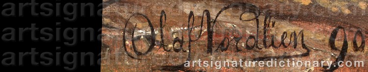 Authentic signature by Olaf NORDLIEN on  artwork