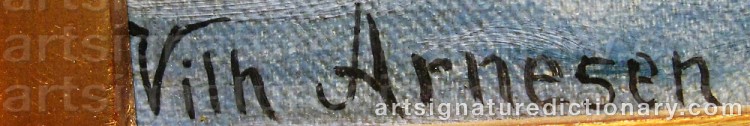 Authentic signature by Vilhelm Karl Ferdinand ARNESEN on Painting/Watercolour artwork