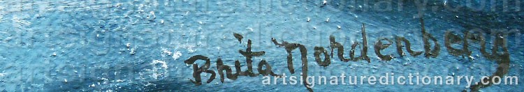 Authentic signature by Brita NORDENBERG on Painting/Watercolour artwork