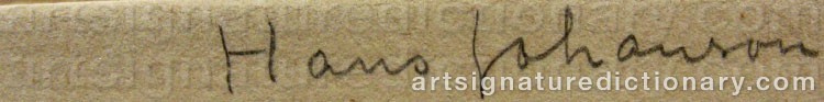 Authentic signature by Hans JOHANSON on  artwork