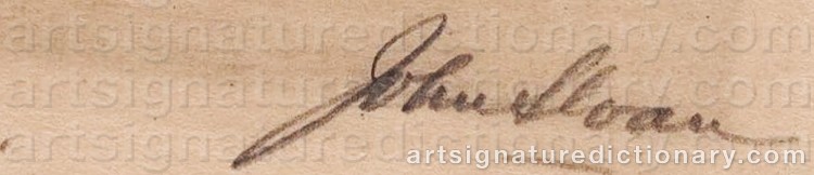 Authentic signature by John French SLOAN on Drawing/Graphic/Print artwork