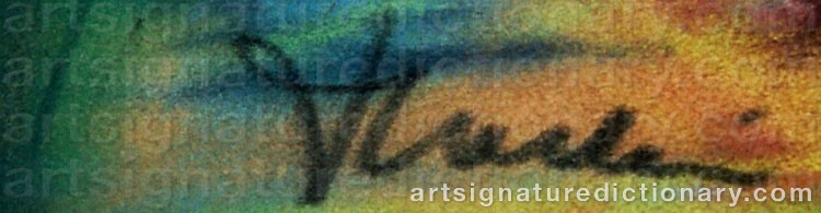 Authentic signature by Ethel THULIN on  artwork
