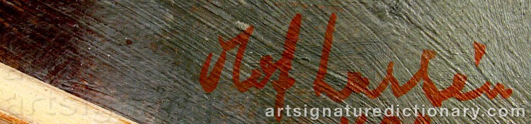 Authentic signature by Olof LARSÉN on  artwork