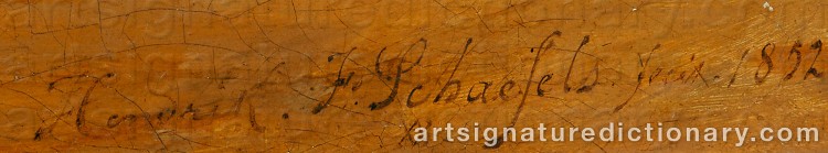 Authentic signature by Hendrik Frans SCHAEFELS on Painting/Watercolour artwork