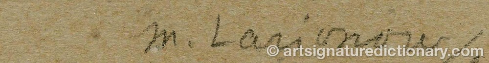 Authentic signature by Mikhail Feodorovich LARIONOV on artwork