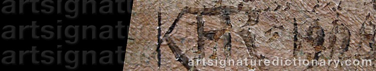Authentic signature by Karl Frederik HANSEN-REISTRUP on  artwork