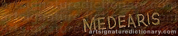 Authentic signature by Roger Norman MEDEARIS on  artwork