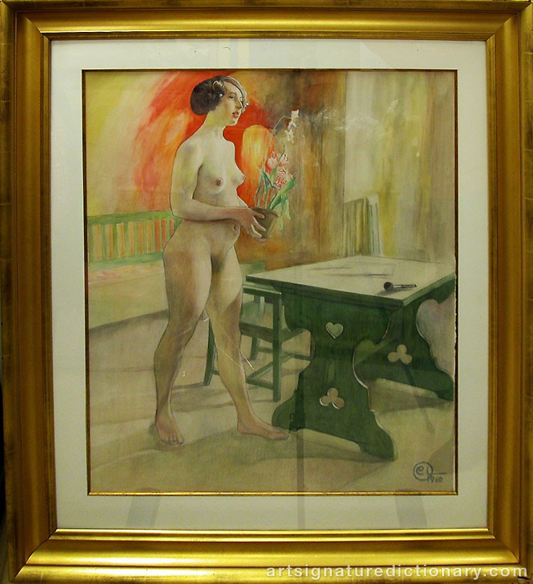 Close-up details showing Carl LARSSON signature forgery characteristics