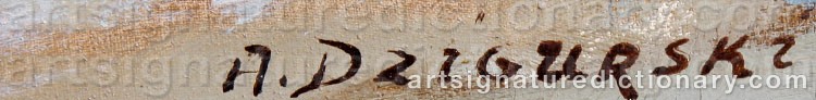 Authentic signature by Alexander DZIGURSKI on Painting/Watercolour artwork