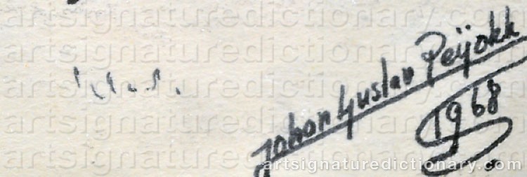 Authentic signature by Johan Gustav PEIJOKK on  artwork