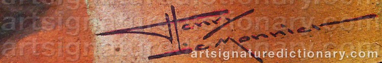 Authentic signature by Henry Le MONNIER on  artwork