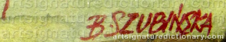 Authentic signature by Barbara SZUBINSKA on  artwork