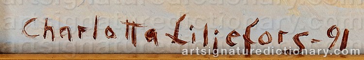 Authentic signature by Charlotta LILJEFORS on artwork