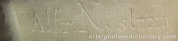 Authentic signature by Gustaf Alfred NYSTRÖM on  artwork