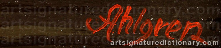 Authentic signature by Sven AHLGREN on  artwork