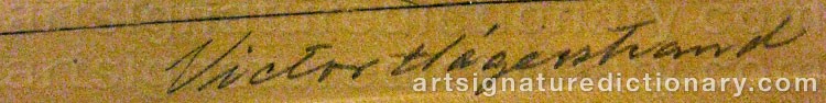 Authentic signature by Victor HÄGERSTRAND on  artwork