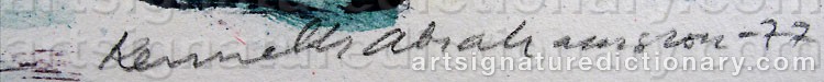 Authentic signature by Kenneth ABRAHAMSSON on  artwork
