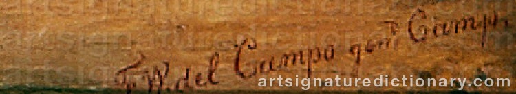 Authentic signature by Frederick Willem Del CAMPO on  artwork