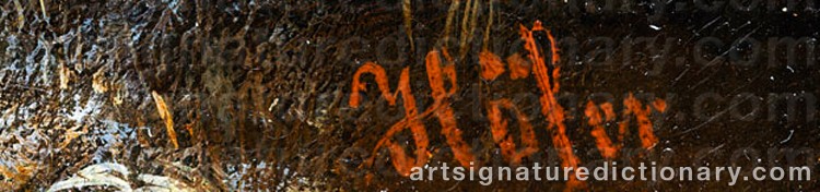 Authentic signature by Heinrich HÖFER on Painting/Watercolour artwork