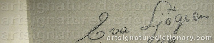 Authentic signature by Eva SJÖGREN on  artwork