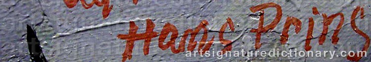 Authentic signature by Hans PRINS on  artwork