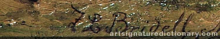 Authentic signature by Frederick Lee BRIDELL on  artwork