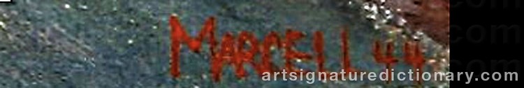 Authentic signature by MARCELL on  artwork
