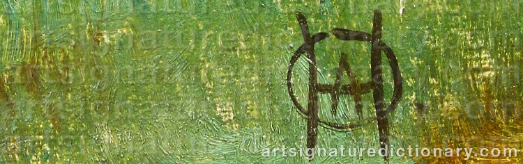 Authentic signature by Olaf August HERMANSEN on artwork