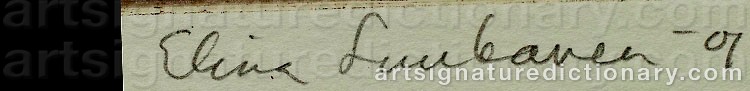 Authentic signature by Elina LUUKANEN on artwork