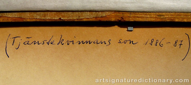 Close-up details showing August STRINDBERG signature forgery characteristics
