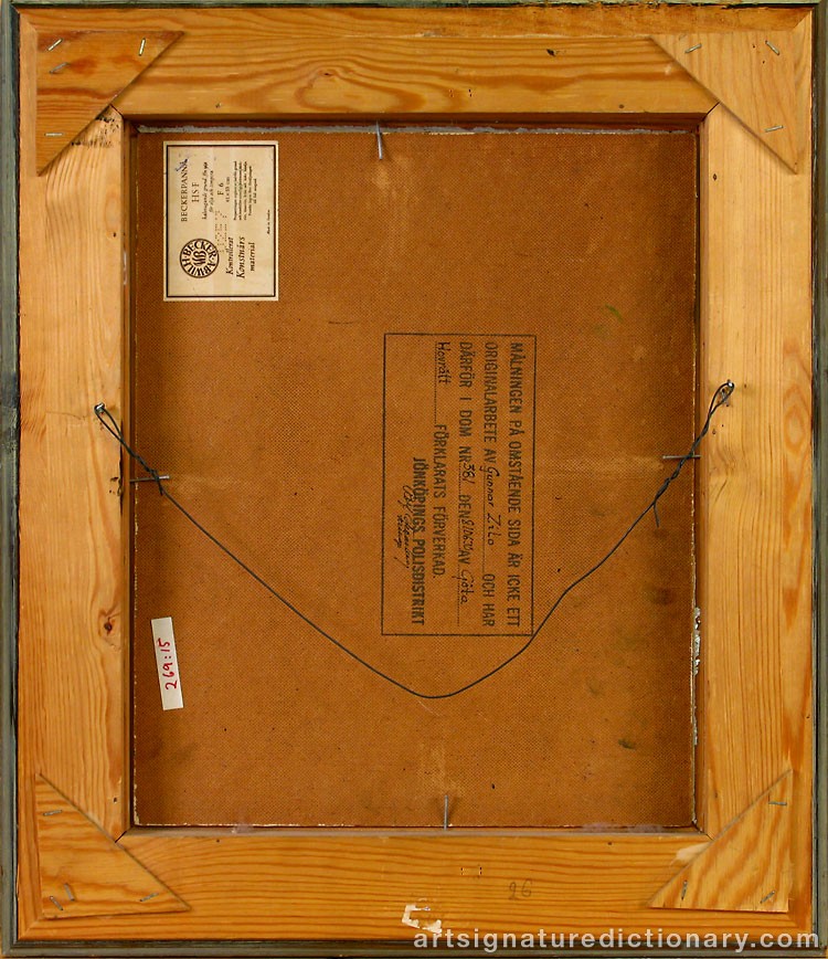 Close-up details showing Gunnar ZILO signature forgery characteristics