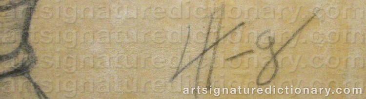 Authentic signature by Louise ADELBORG on  artwork