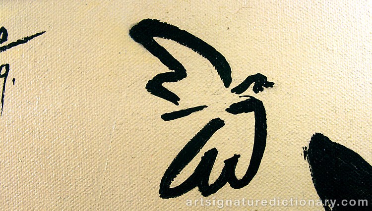 Close-up details showing Pablo PICASSO signature forgery characteristics