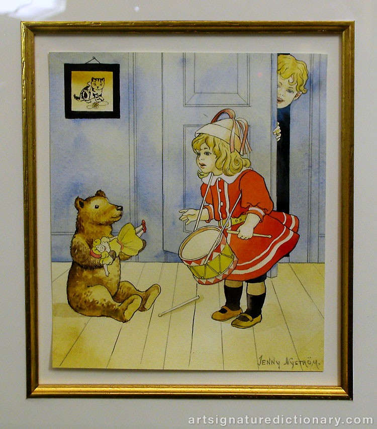 Close-up details showing Jenny NYSTRÖM signature forgery characteristics