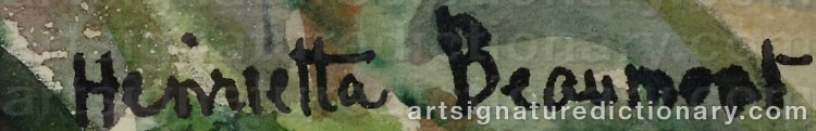 Authentic signature by Henrietta E. BEAUMONT on  artwork