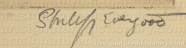 Authentic signature by Philip Howard EVERGOOD on Drawing/Graphic/Print artwork