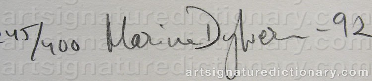 Authentic signature by Marina DYFVERMAN on  artwork