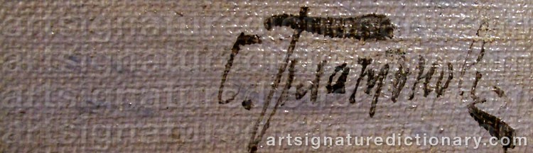 Authentic signature by Semyon Sergeievich PLATONOV on artwork