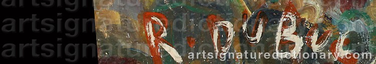 Authentic signature by Roland DUBUC on  artwork