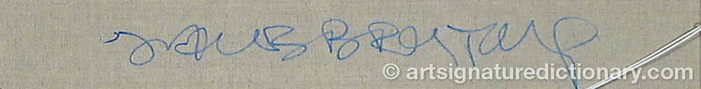 Authentic signature by Jacob BROSTRUP on  artwork