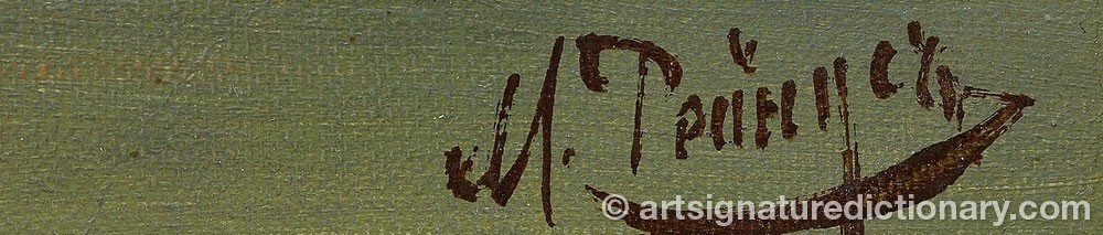 Authentic signature by M REINUS on  artwork