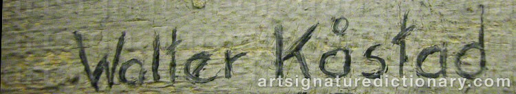 Authentic signature by Walter KÅSTAD on  artwork