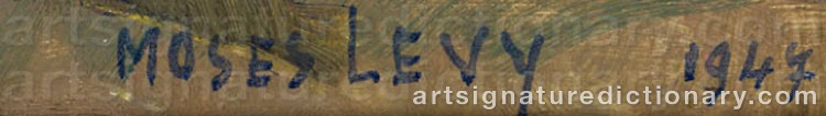 Authentic signature by Moses LEVY on  artwork