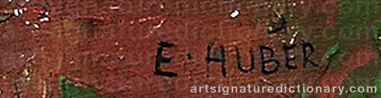 Authentic signature by Ernst HUBER on artwork