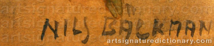Authentic signature by Nils BÄCKMAN on Painting/Watercolour artwork
