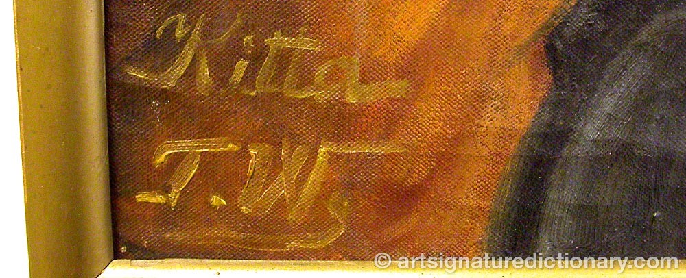 Authentic signature by T W on  artwork