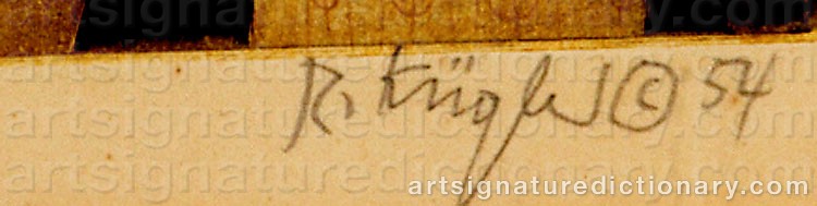 Authentic signature by Rudolf KÜGLER on  artwork