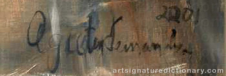 Authentic signature by Agustín FERNANDEZ on Painting/Watercolour artwork